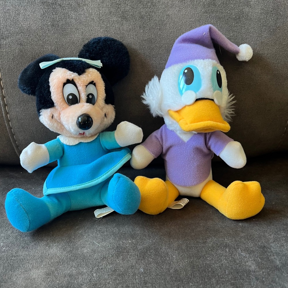 Vintage 1983 Disney Mickey's Christmas Carol Plush Minnie Mouse & Donald Duck